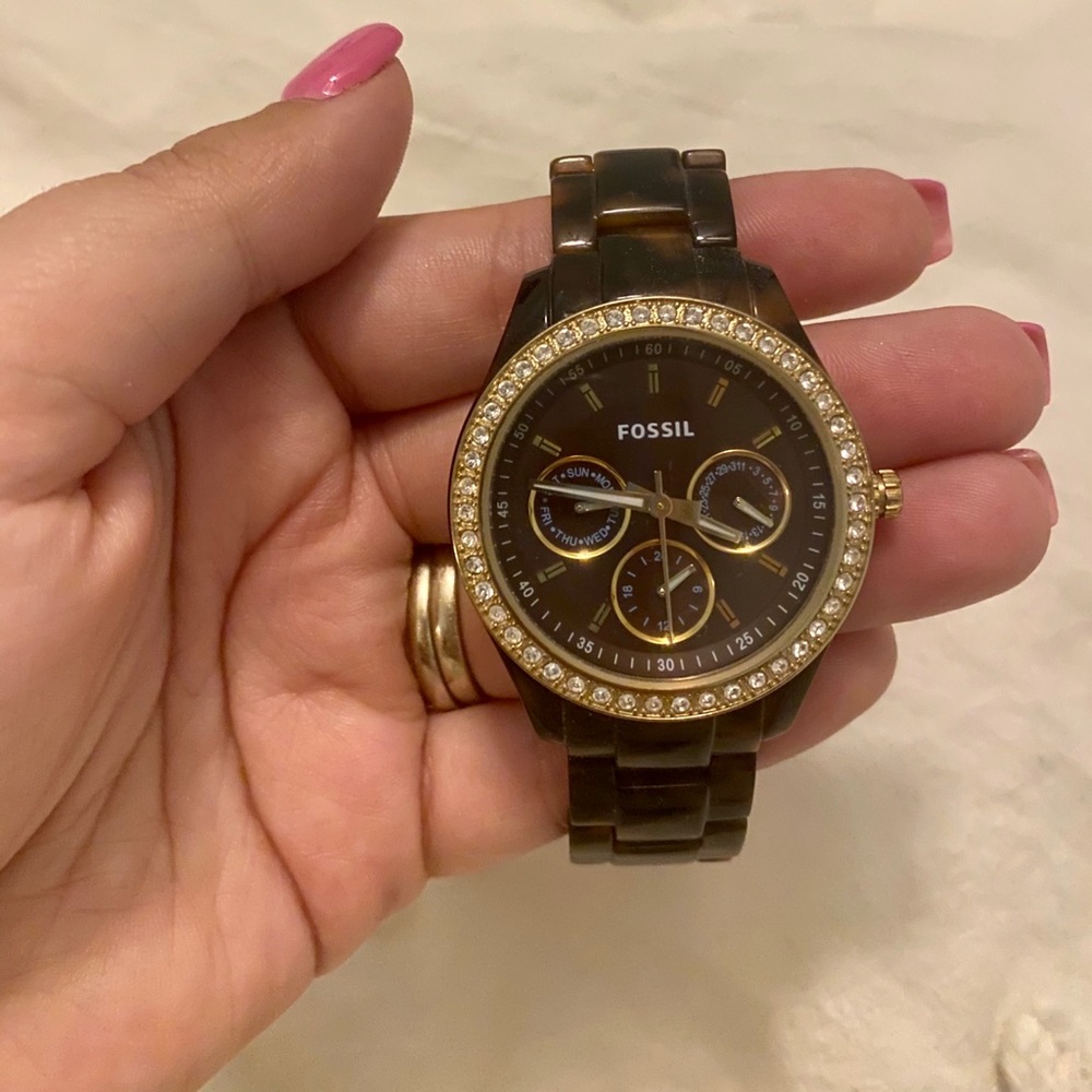 Tortoise shell colored Fossil watch